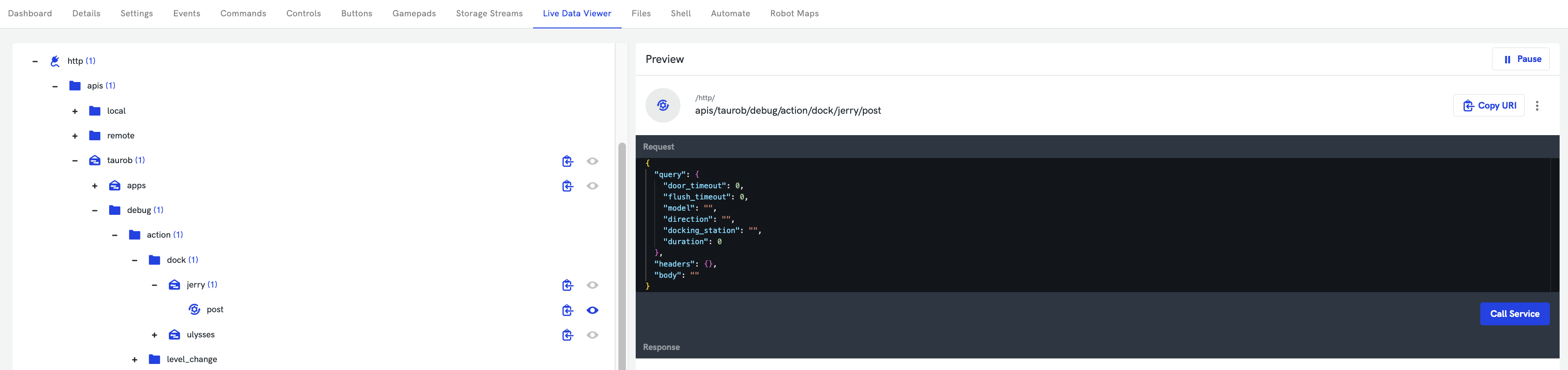 Example of a Service which includes Query Parameters